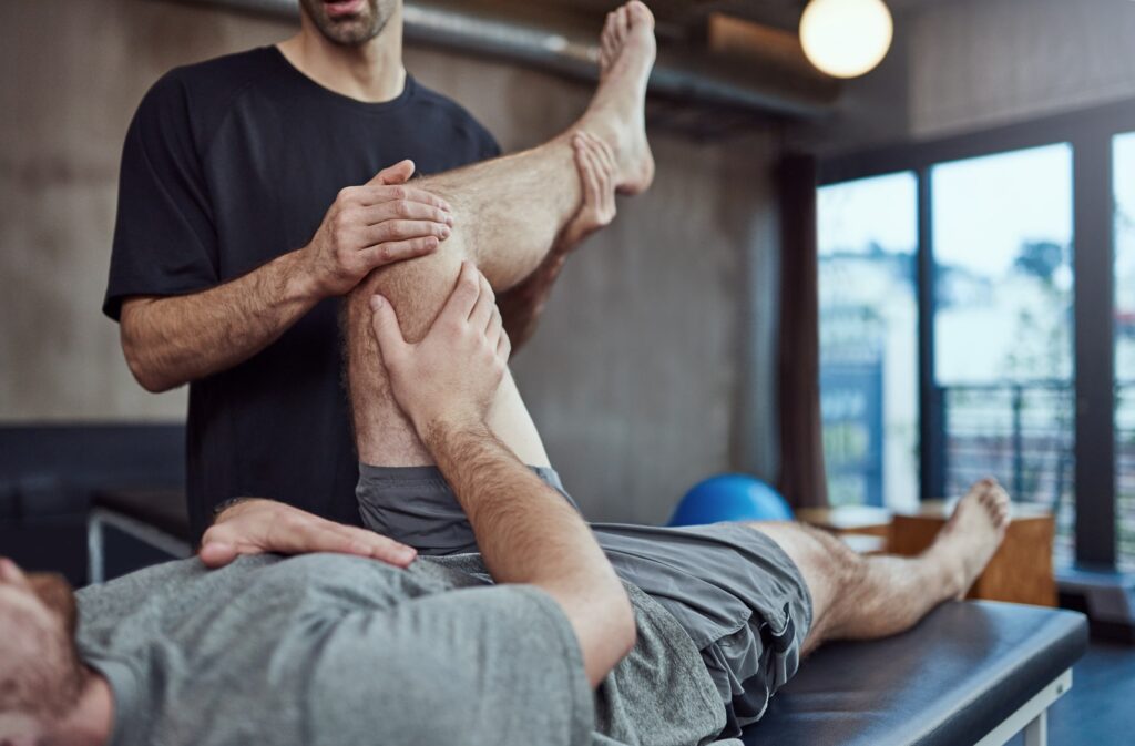 man receiving physiotherapy