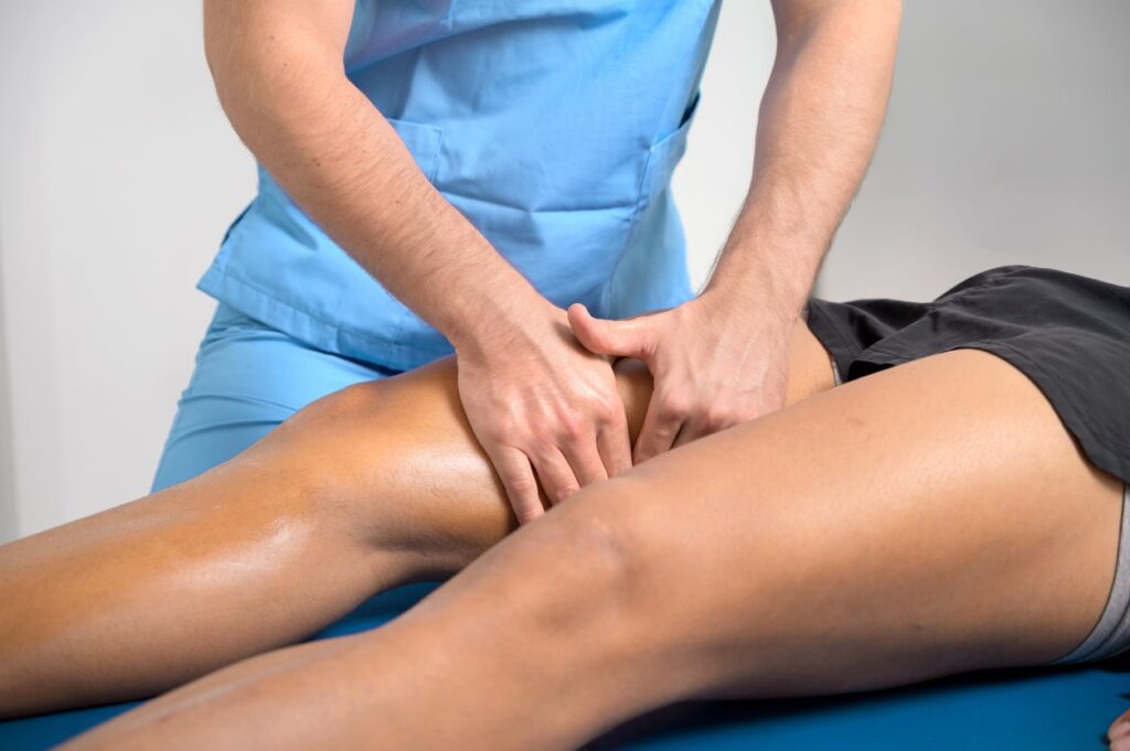 patient enjoying professional sports massage